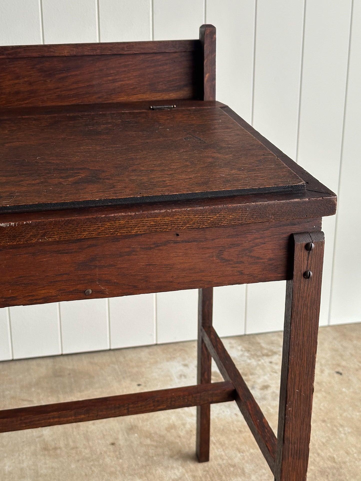 Antique 19th Century Oak Schoolhouse Writing Desk