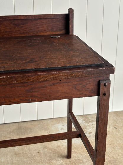 Antique American Oak Schoolhouse Children's Writing Desk