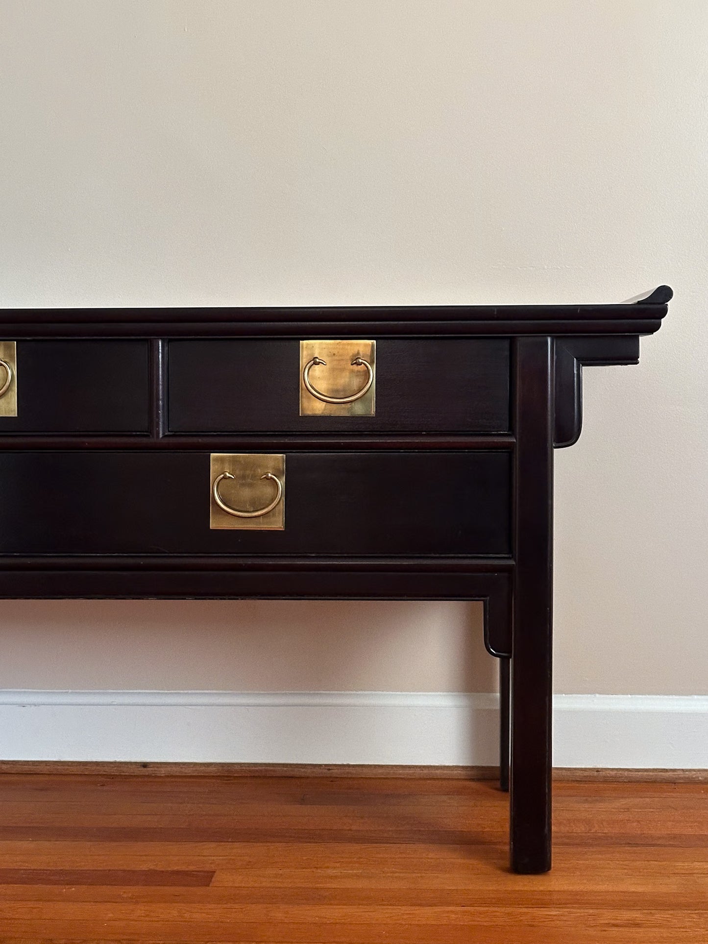 Vintage Century Furniture Black Lacquered Console Table