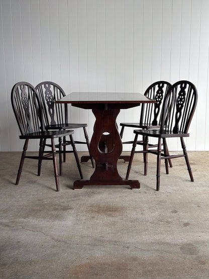 Antique English Country Oak Trestle Dining Table