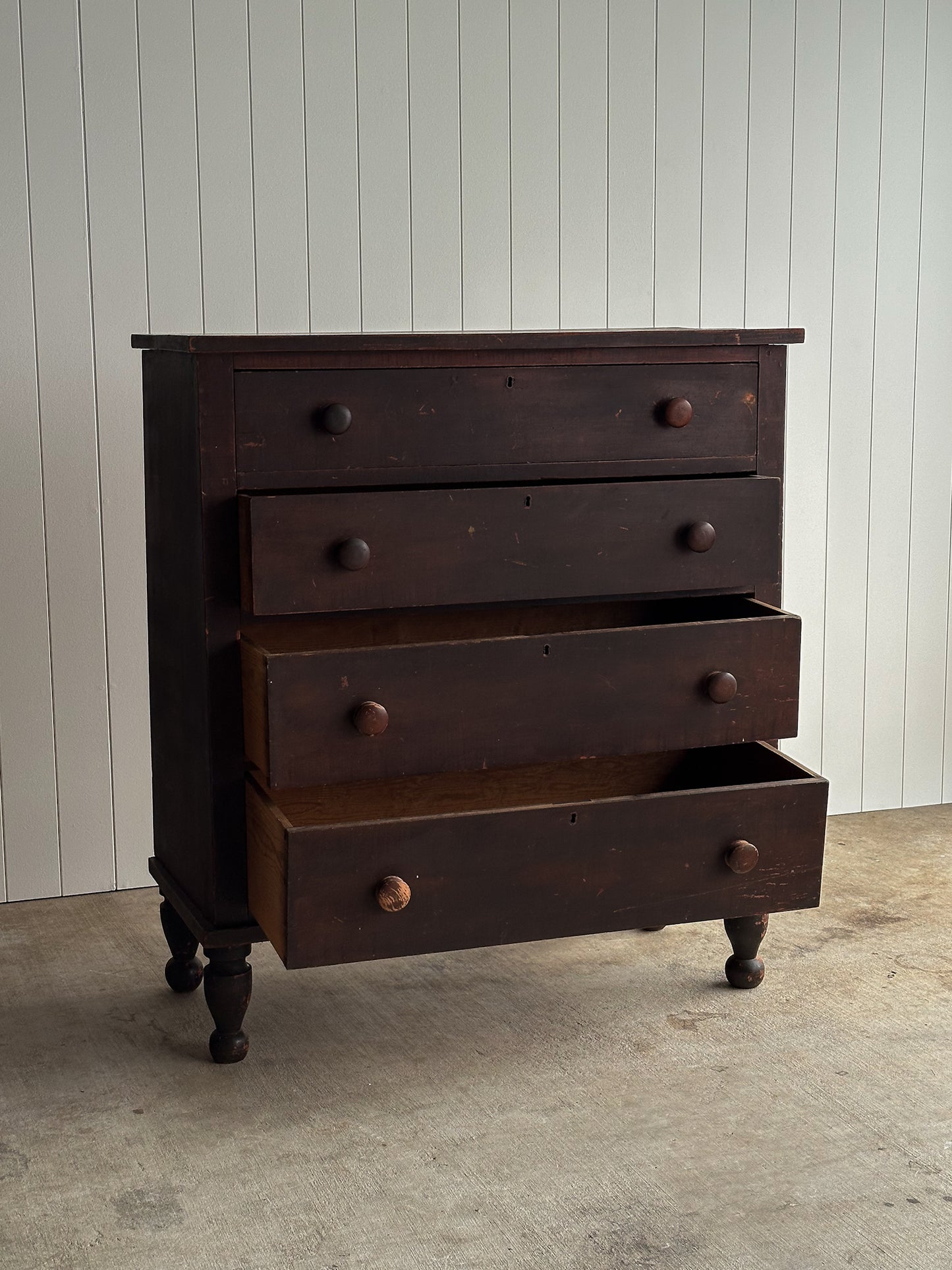 Late 19th Century Antique Painted Pine Chest of Drawers, Original Surface