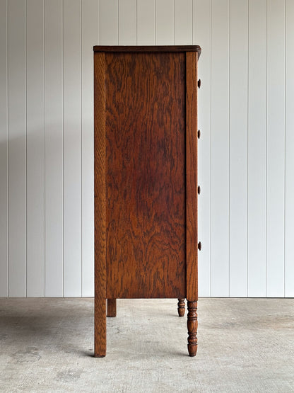 Antique Quarter Sawn Tiger Oak Chest of Drawers