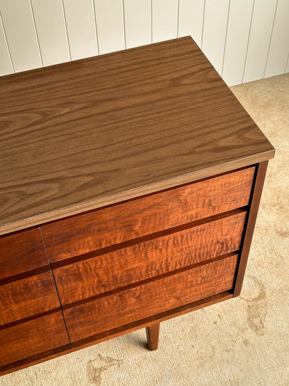 Mid-Century Walnut Nine-Drawer Dresser by Stanley, C. 1960s