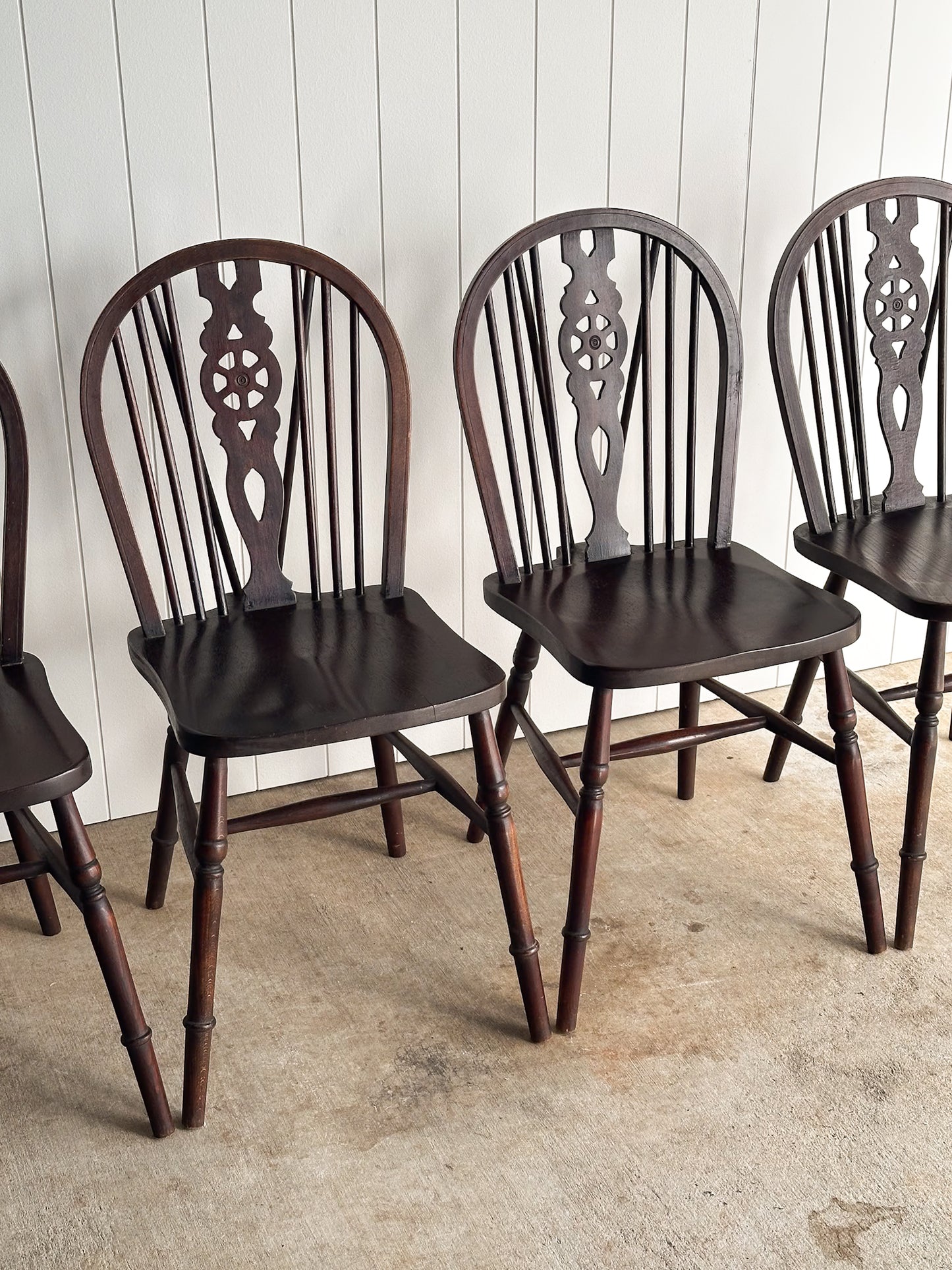 Antique English Windsor Dining Chairs, Set of 4