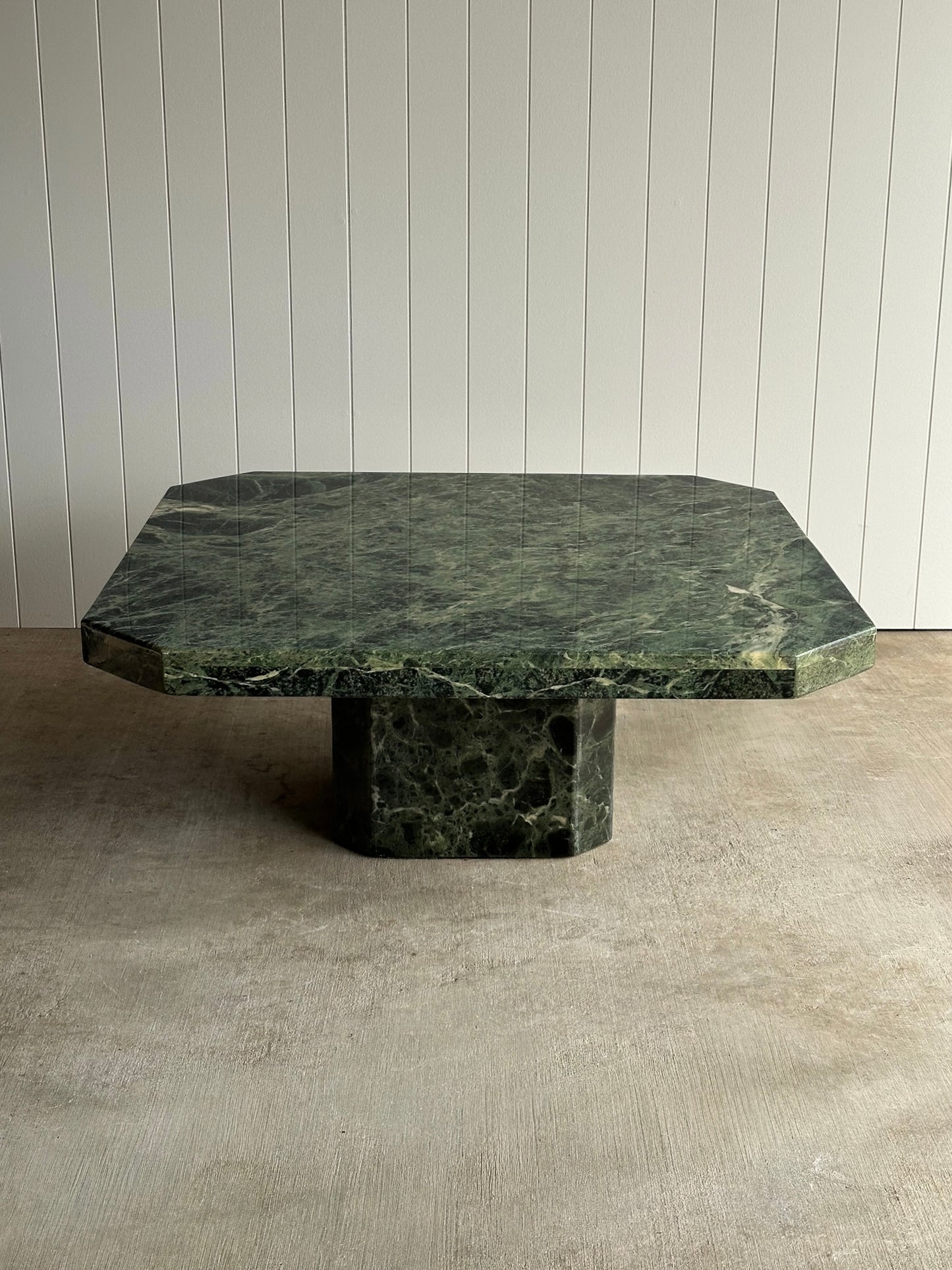 Vintage Italian Verde Alpi Green Marble Coffee Table, C. 1970s