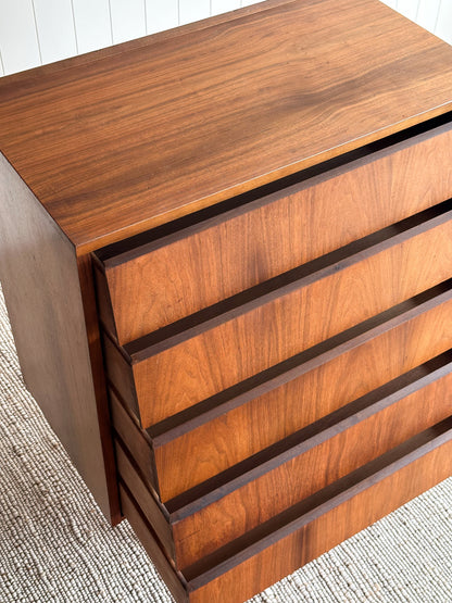 Vintage Mid Century Modern Walnut Floating Drawer Chest of Drawers