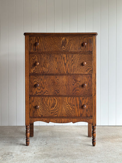 Antique Quarter Sawn Tiger Oak Chest of Drawers