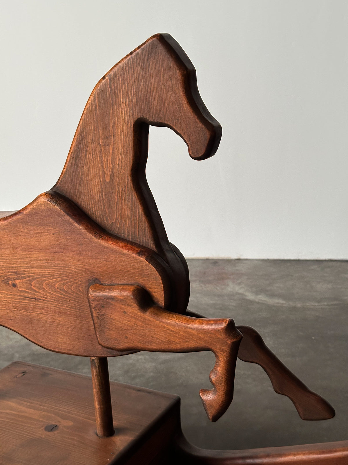 Handcrafted Mid-Century Sculptural Pine Rocking Horse