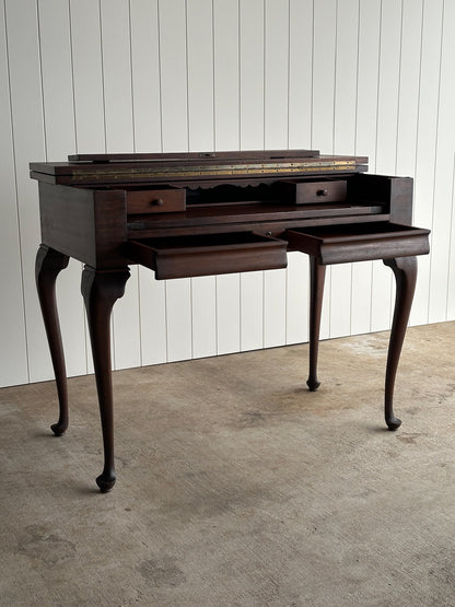 Antique Mahogany Lift-Top Writing Desk Console Table