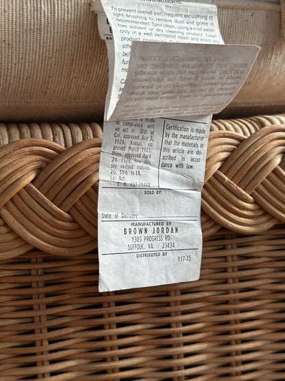 Vintage Brown Jordan Braided Wicker Lounge Chairs, Pair