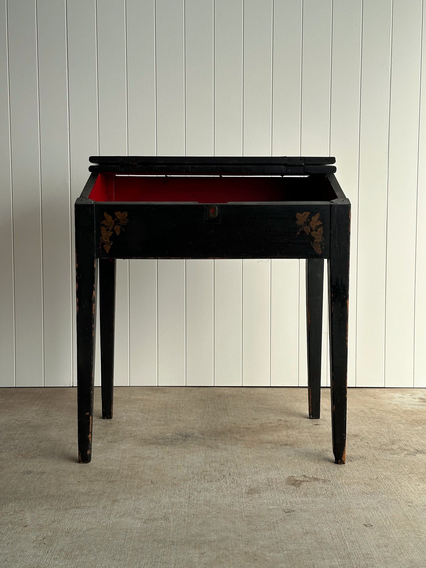 Antique Early American Hand-Painted Slant-Front Desk