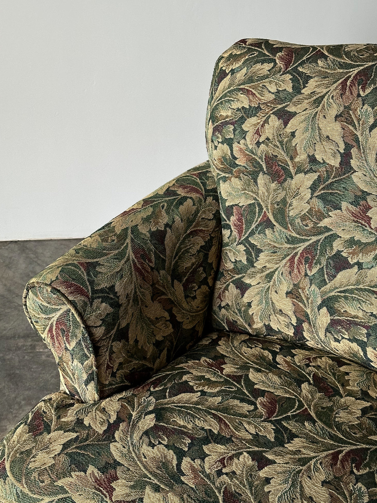 Sage Acanthus Tapestry Club Chairs, John Hutton for Donghia Luciano, 1990s, Pair