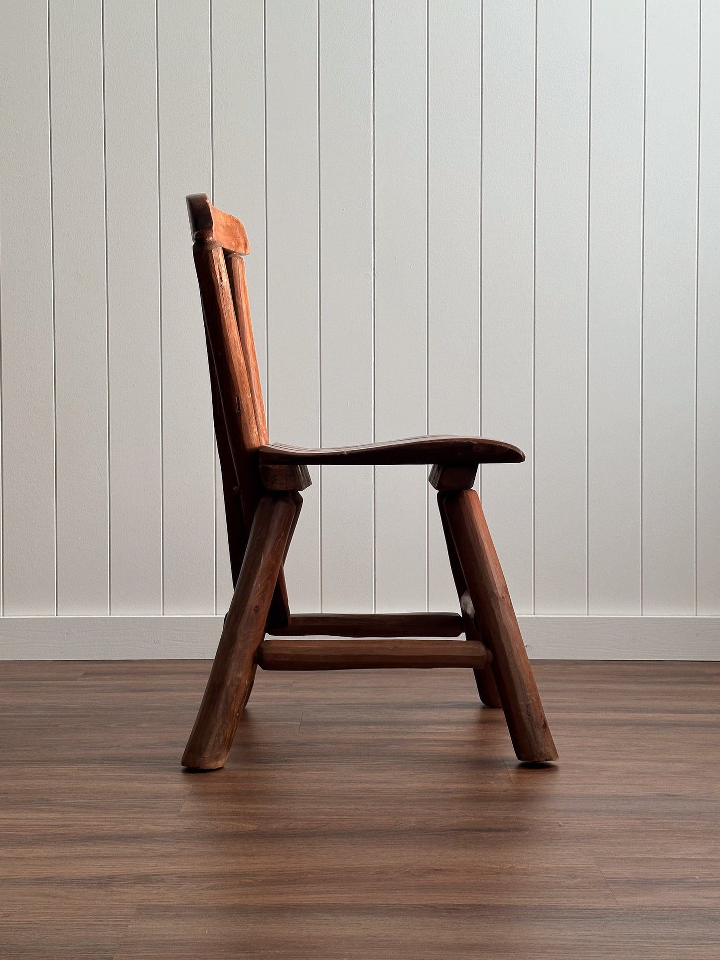 1960s Vintage Brutalist Wabi-Sabi Wood Dining Chairs, Set of Four