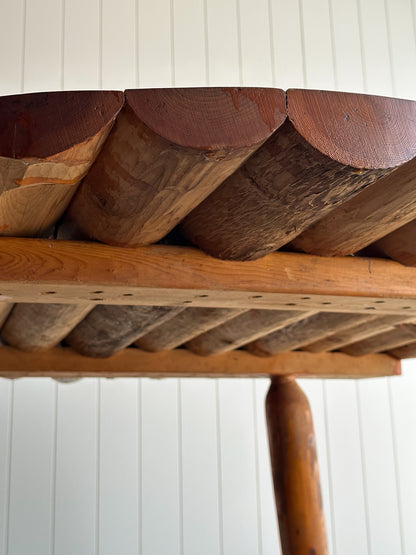 Early 20th Century Pine Dining Table with Scalloped Edge