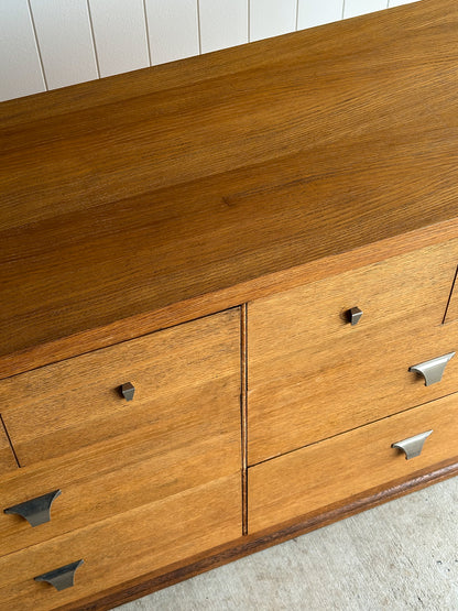 Architectural Oak 6-Drawer Dresser, C. 1960s