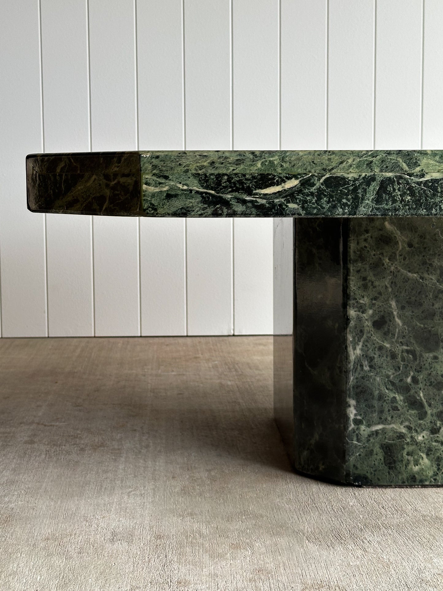 Vintage Italian Verde Alpi Green Marble Coffee Table, C. 1970s