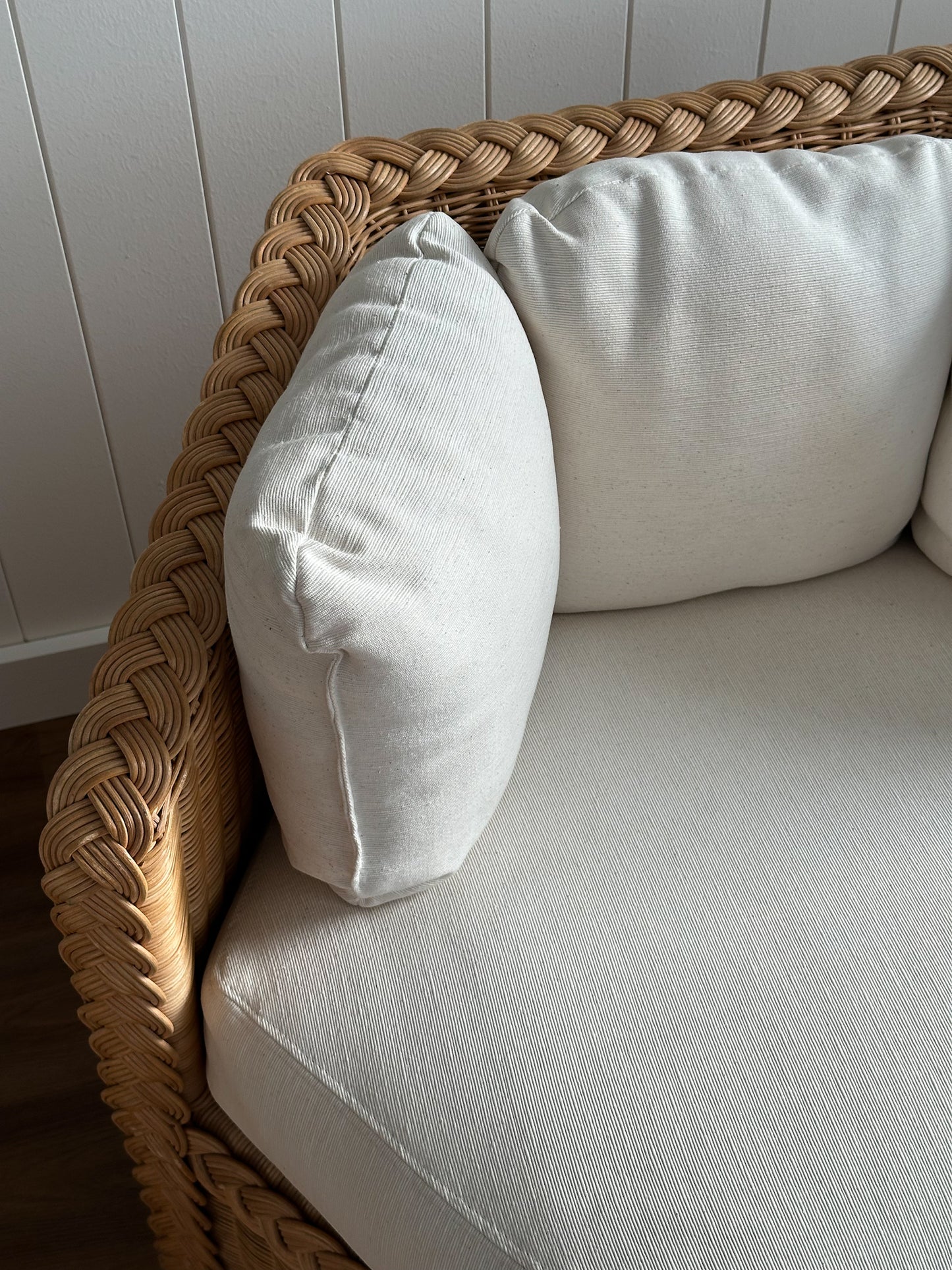 Vintage Brown Jordan Braided Wicker Lounge Chairs, Pair