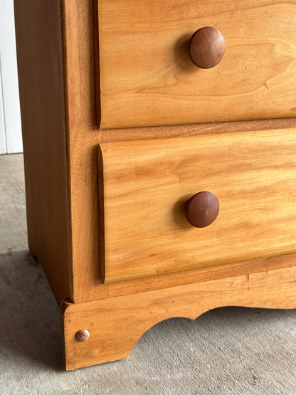 Vintage Pine Chest of Drawers with Scalloped Apron