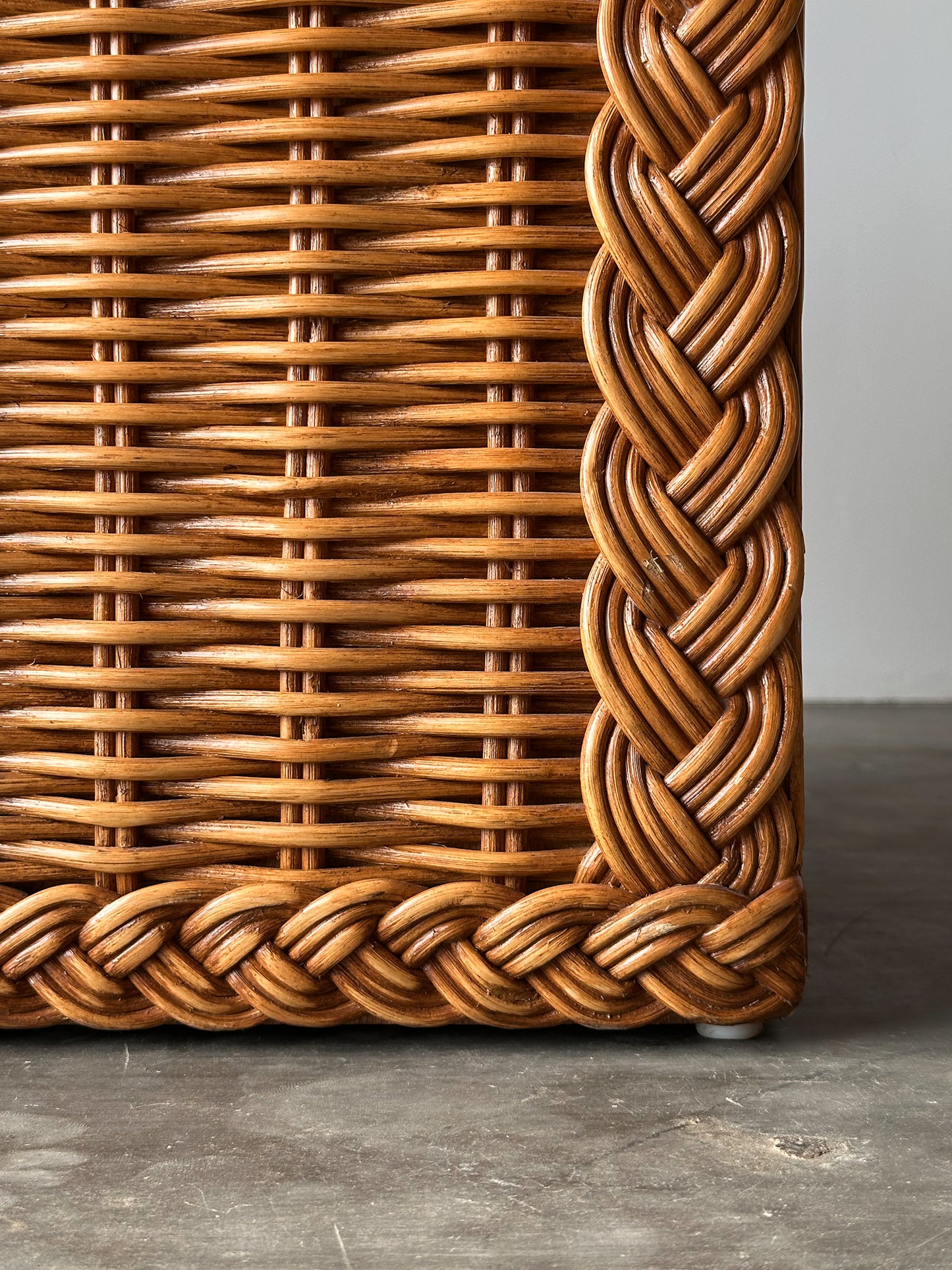 Vintage Woven Wicker Nightstand