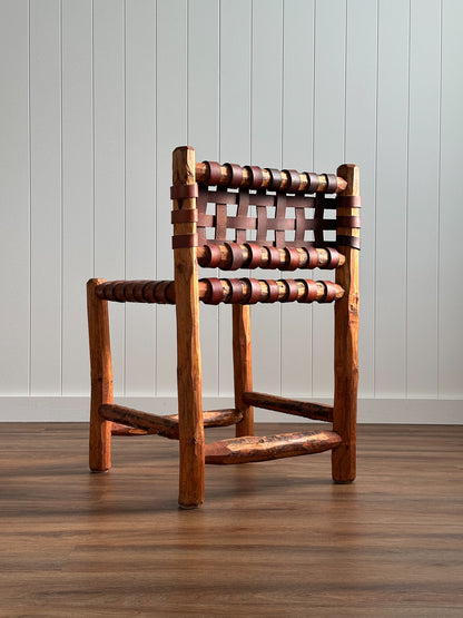 1940s Italian Leather Strap Dining Chairs, Set of Four