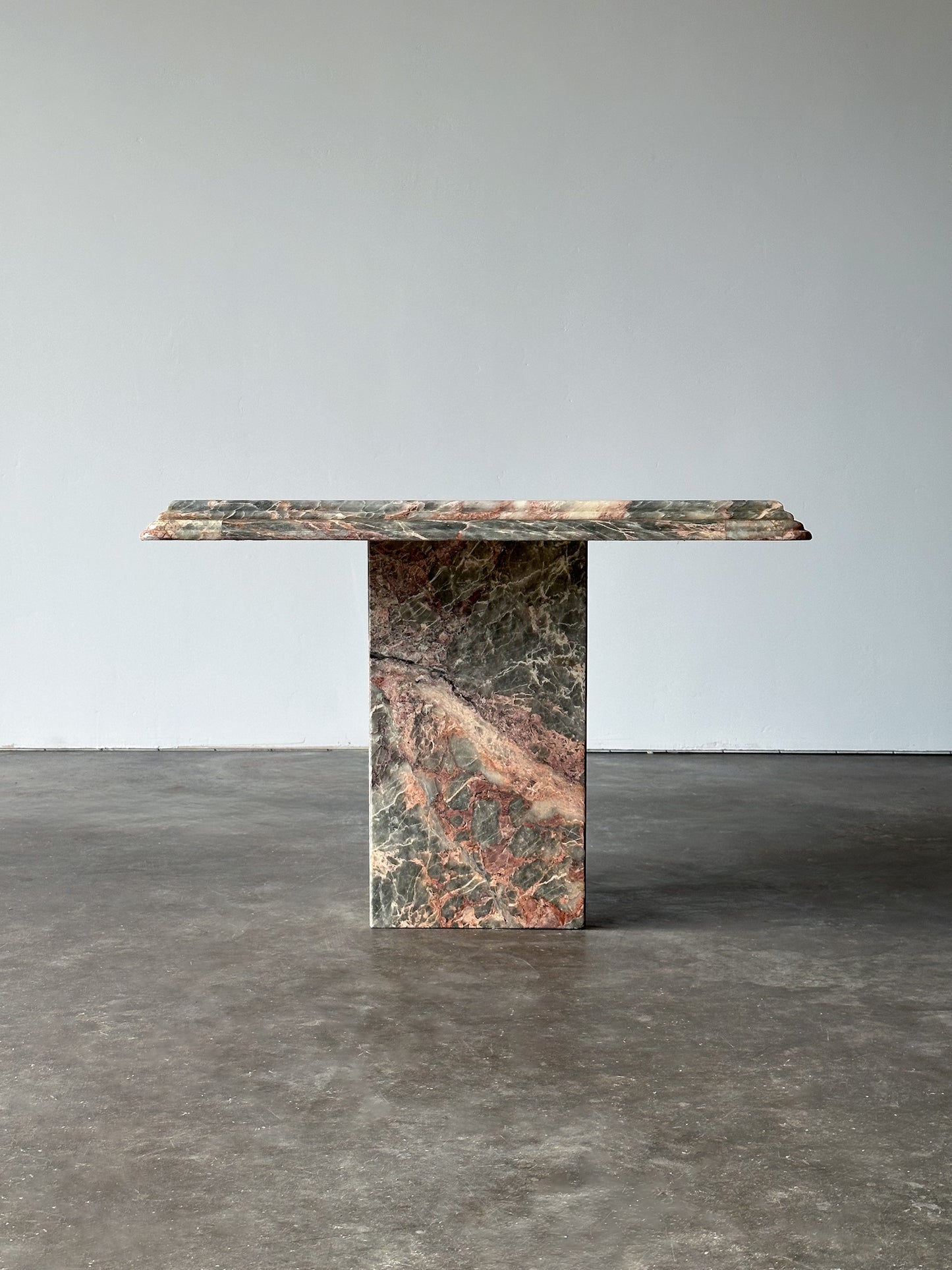 Fior Di Pesco Marble Plinth Side Table, Italy, 1980s