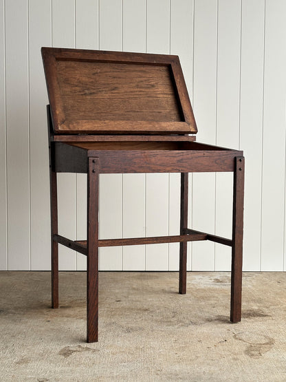 Antique American Oak Schoolhouse Children's Writing Desk