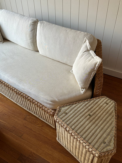 Vintage Brown Jordan Braided Wicker Sofa