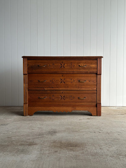 Late 19th Century Carved Oak Chest of Drawers