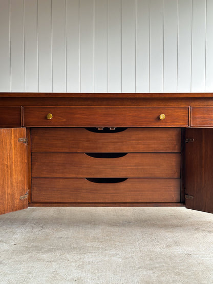Mid-Century Modern Heritage Collection Walnut and Brass Sideboard
