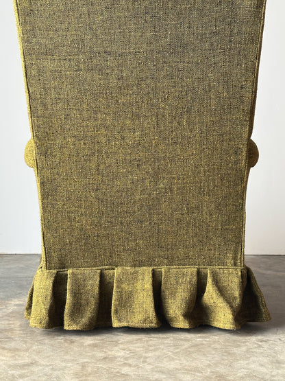 Olive Tweed Swivel Rocker with Patchwork Plaid Upholstery, 1970s