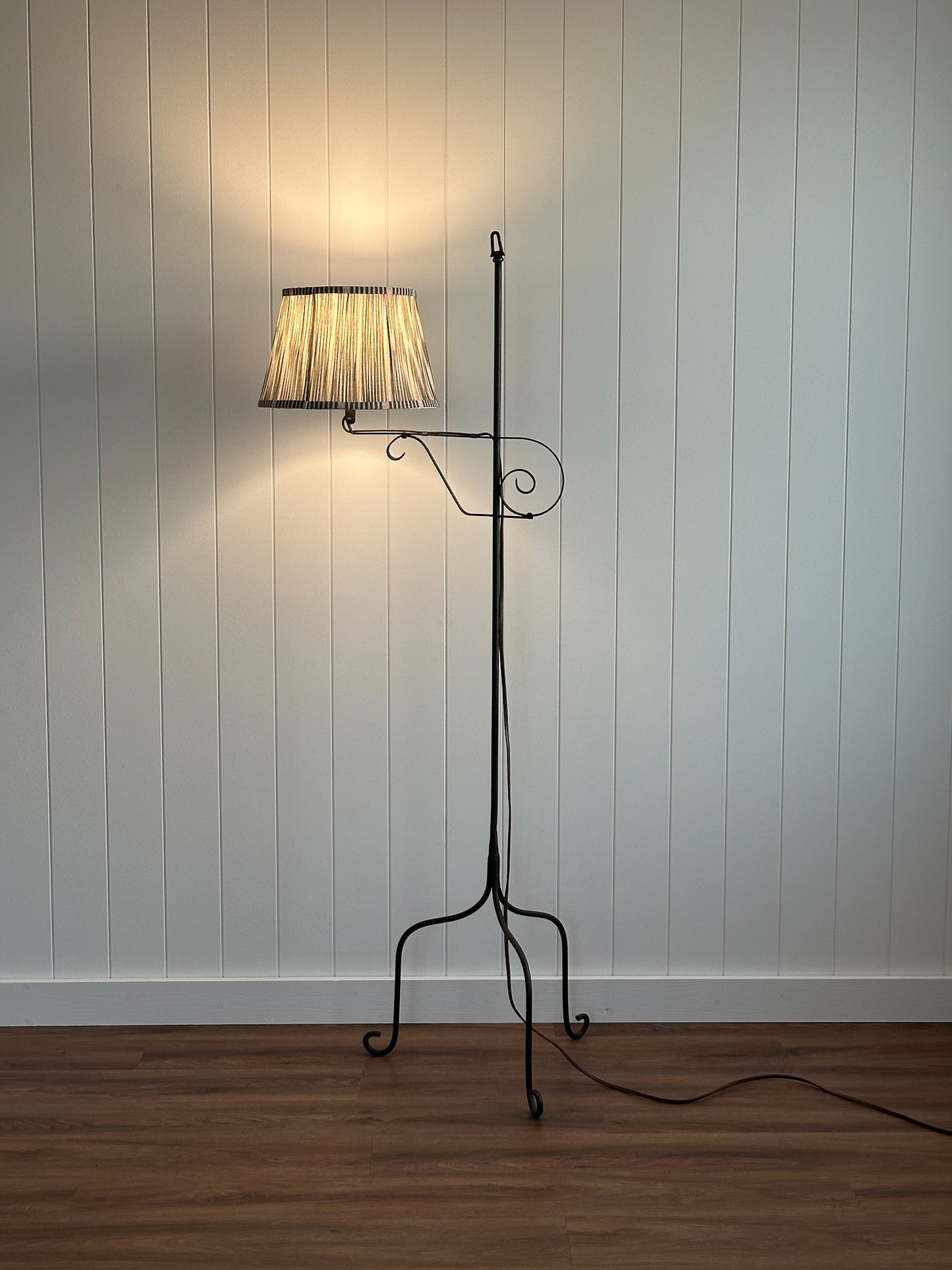 1940s Wrought Iron Swing-Arm Floor Lamp