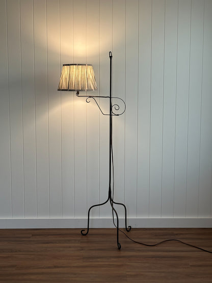 1940s Wrought Iron Swing-Arm Floor Lamp