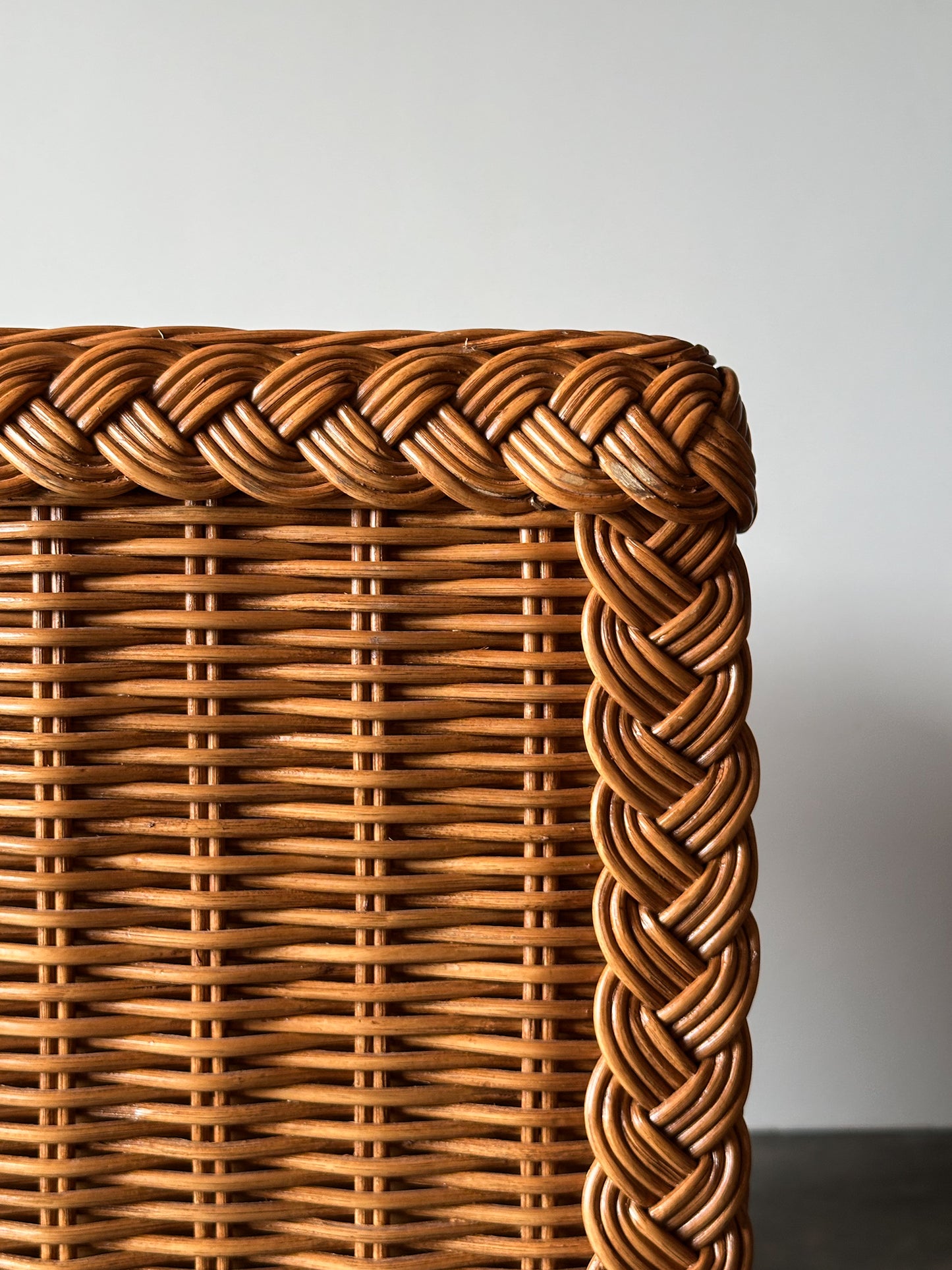 Vintage Woven Wicker Six-Drawer Dresser
