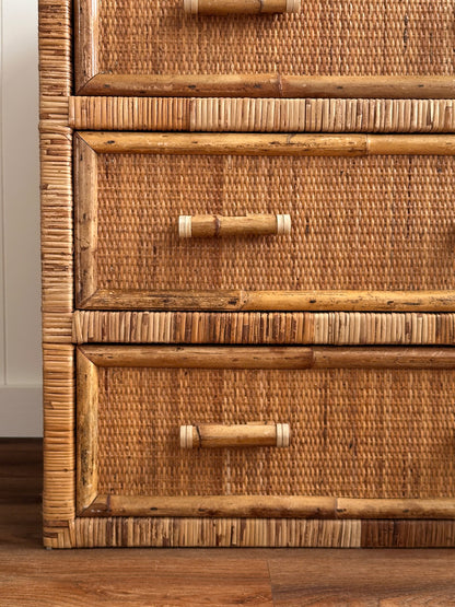 Vintage Woven Rattan Chest of Drawers
