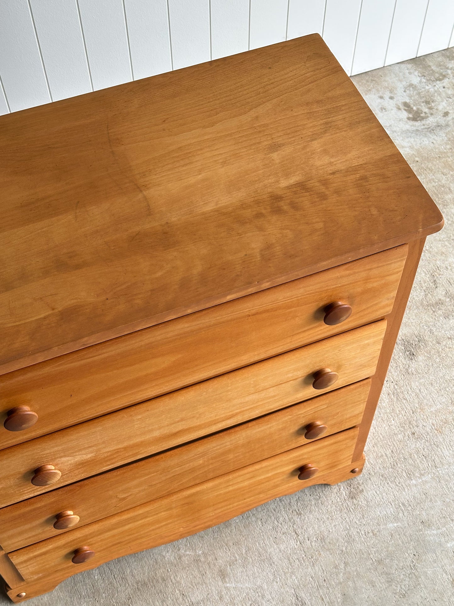 Vintage Honey Tone Wooden Chest of Drawers