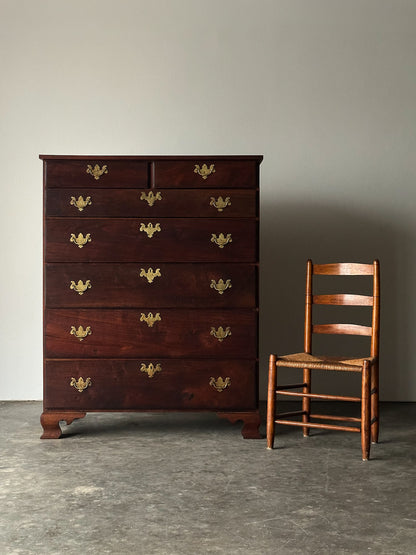 Chippendale-Style Black Walnut Tall Chest of Drawers, 1930s