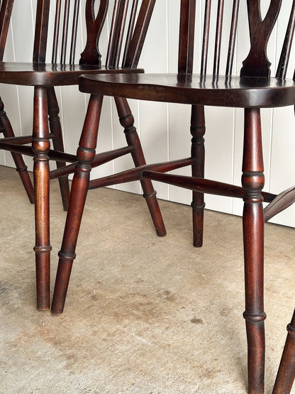 Antique English Windsor Dining Chairs, Set of 4