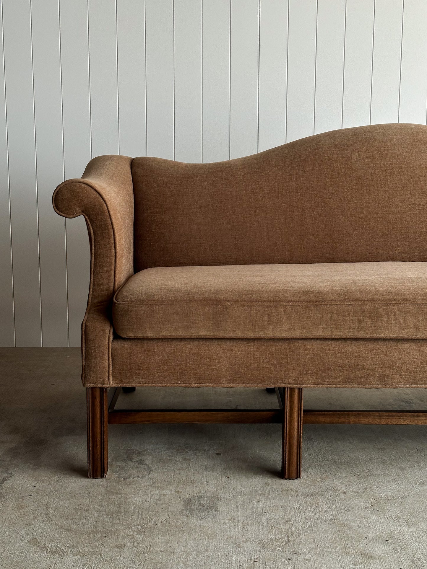 Vintage Camelback Chippendale-Style Sofa