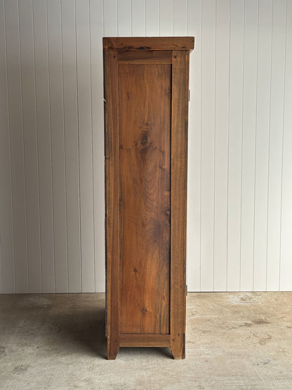 Antique Pine Cupboard Cabinet With Carved Crest