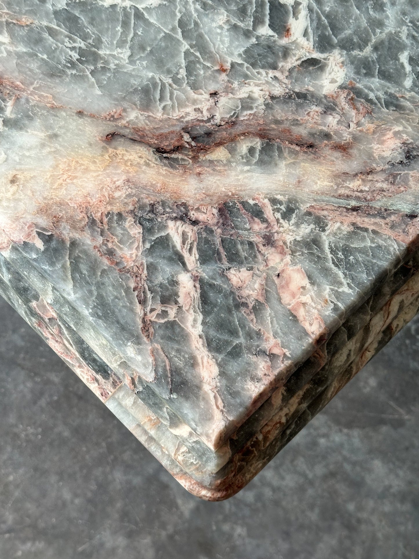 Fior Di Pesco Marble Plinth Side Table, Italy, 1980s