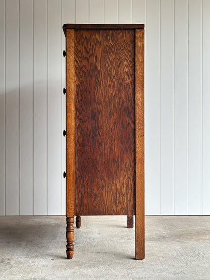 Antique Quarter Sawn Tiger Oak Chest of Drawers