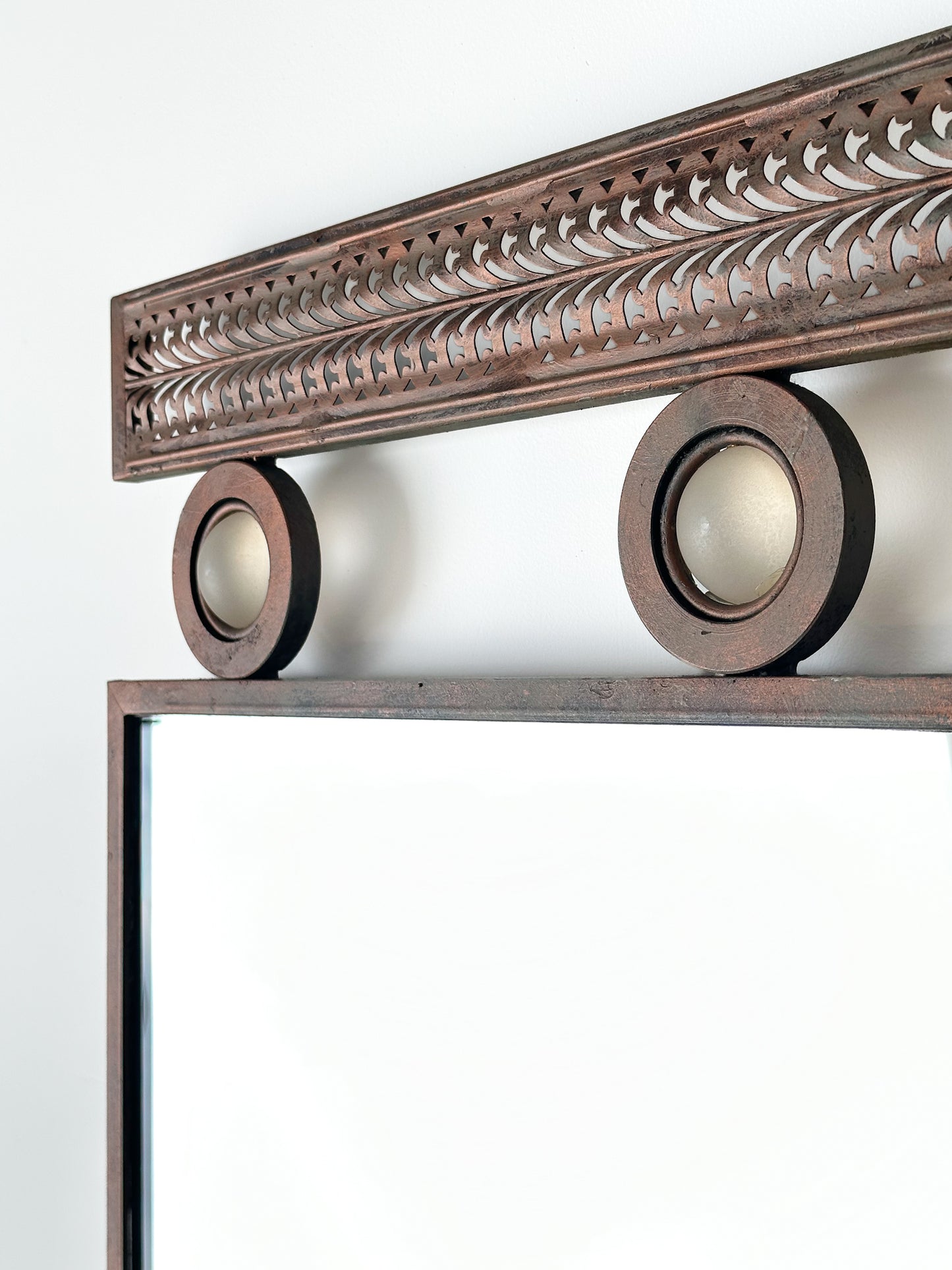 Pierced Steel Wall Mirror in the Style of Santambrogio & De Berti, Italy, Mid-Century