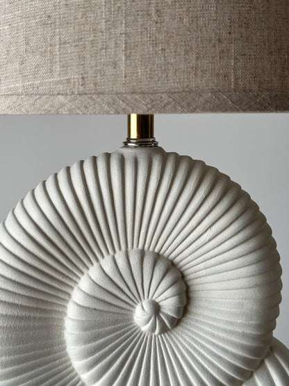 Vintage Plaster Nautilus Table Lamps, Pair