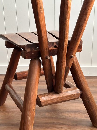 Vintage Brutalist Wood Dining Chairs, Set of 4
