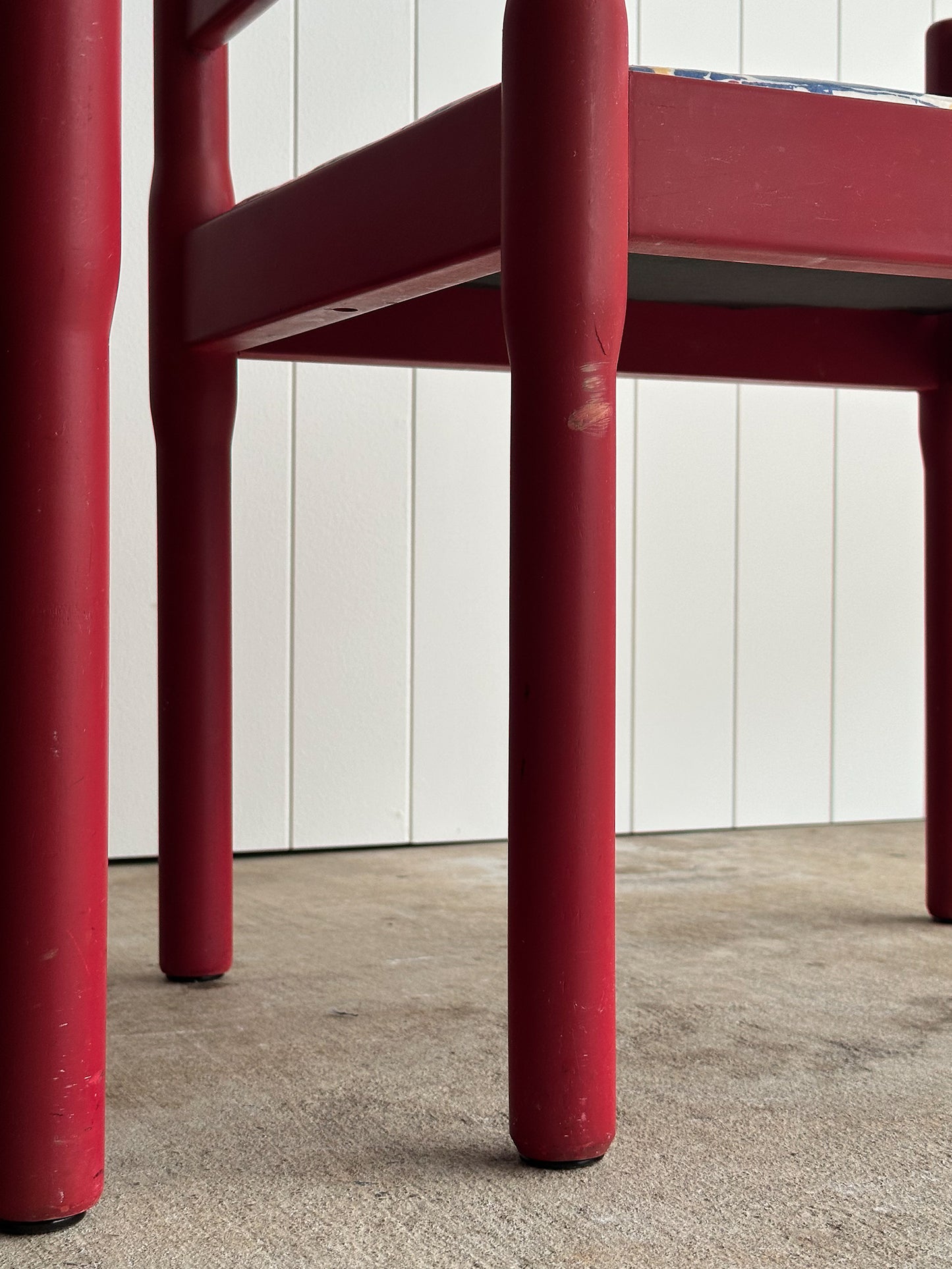 Set of Six Vintage Red Lacquered Dining Armchairs, Attributed to Vico Magistretti