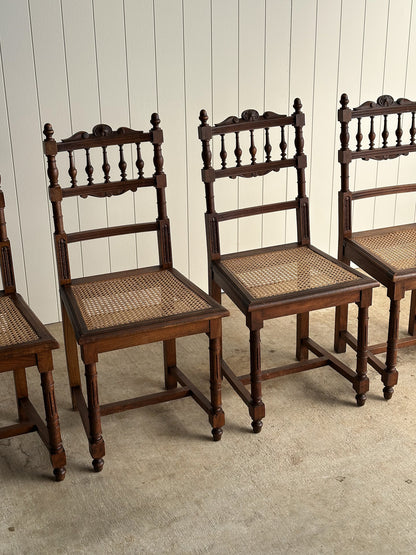 Set of Four Antique Dining Chairs With Carved Crest
