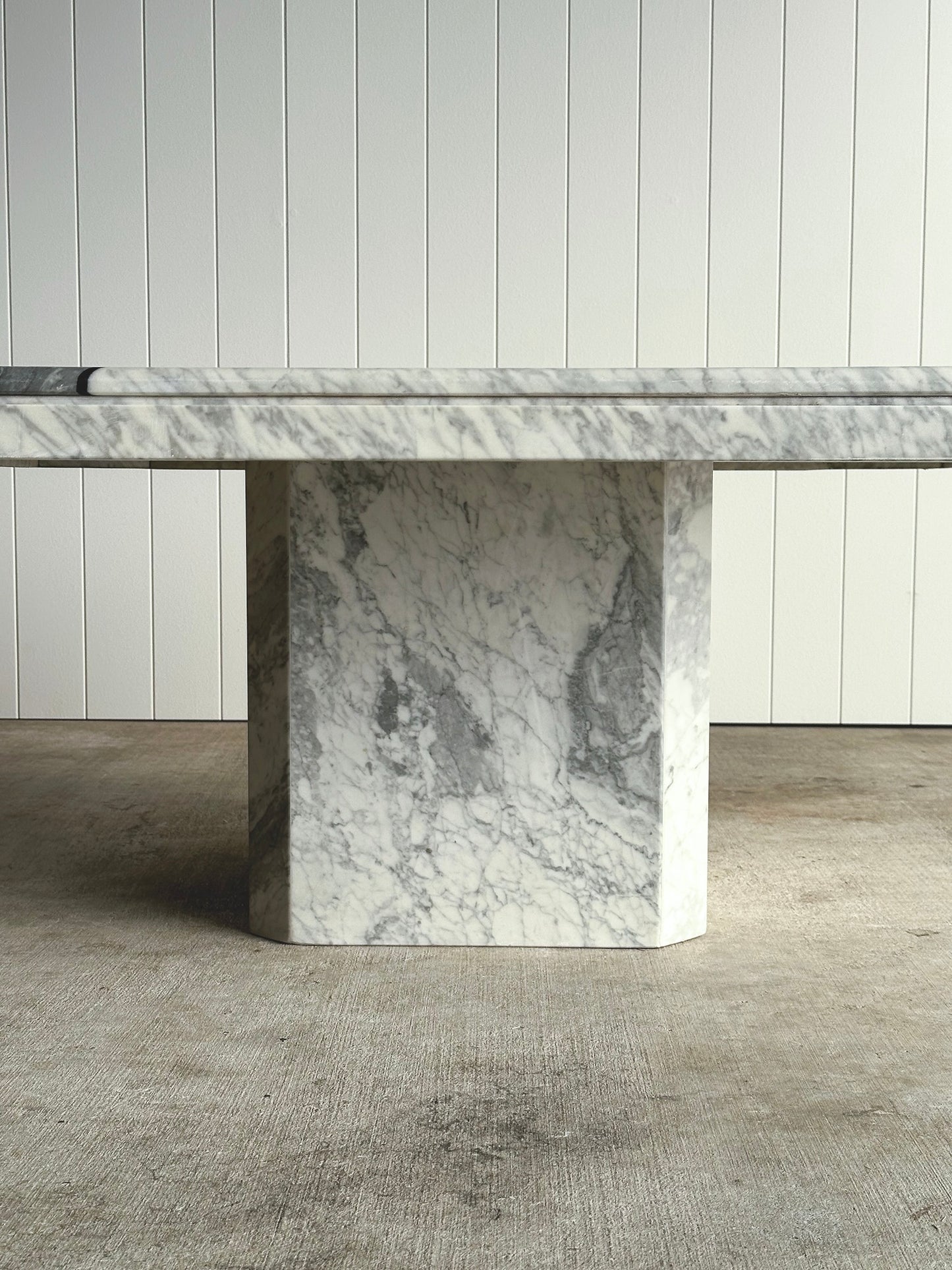 Italian Carrara & Bardiglio Marble Inlay Coffee Table, 1970s
