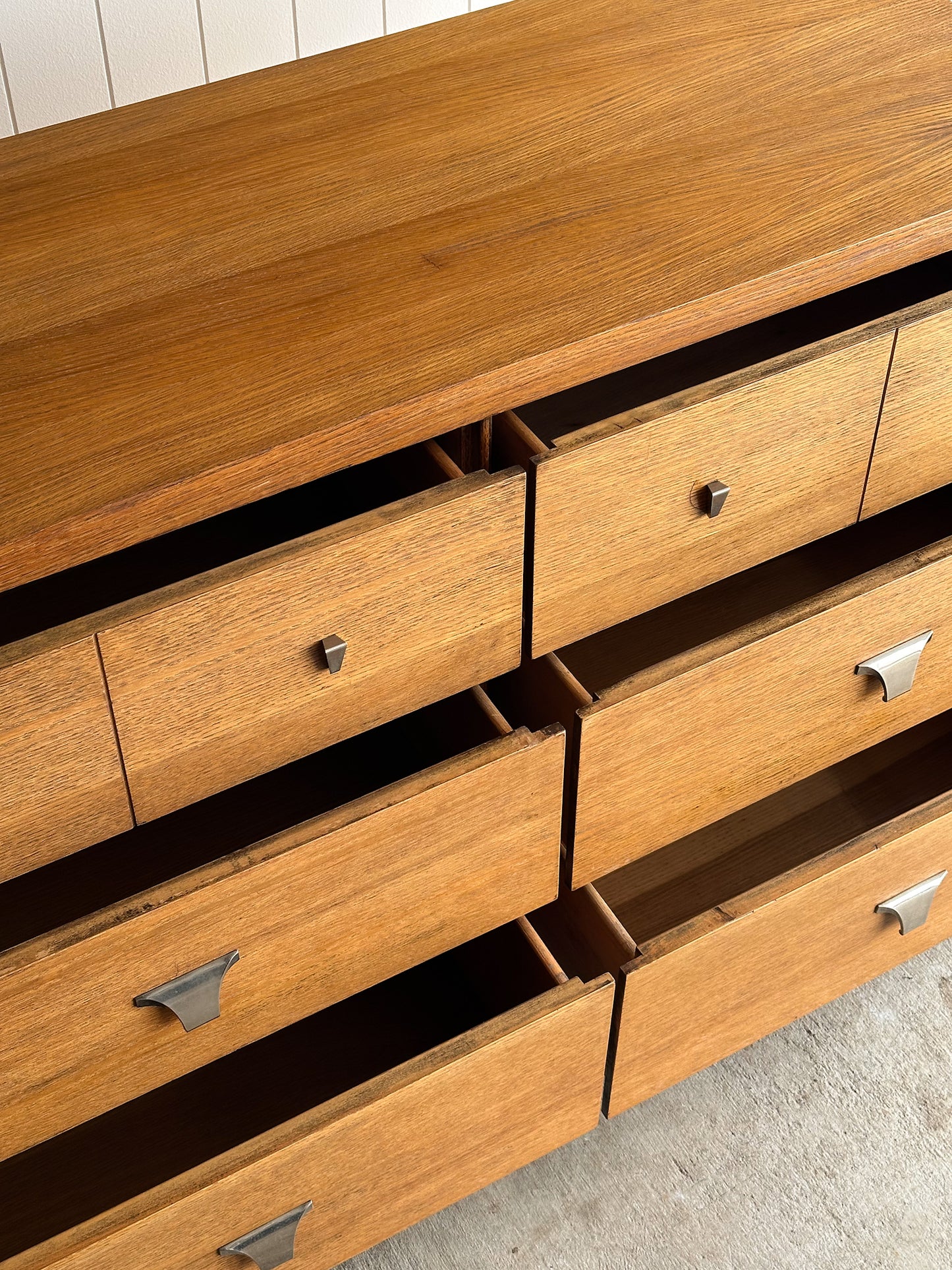 Architectural Oak 6-Drawer Dresser, C. 1960s