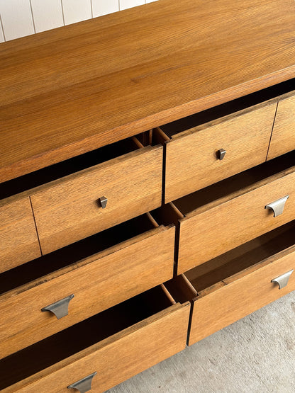 Architectural Oak 6-Drawer Dresser, C. 1960s