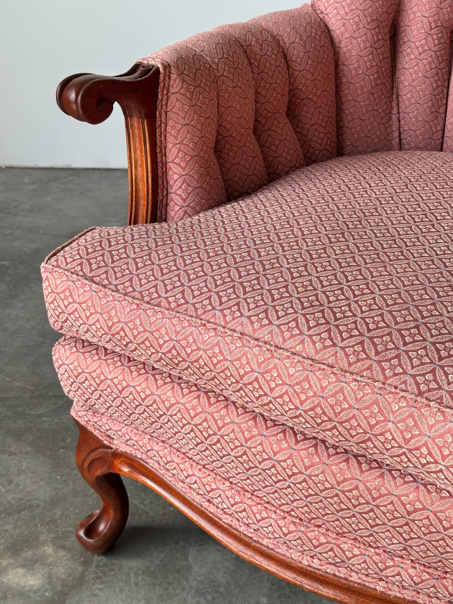 Mid-Century French Provincial Channel-Back Armchair